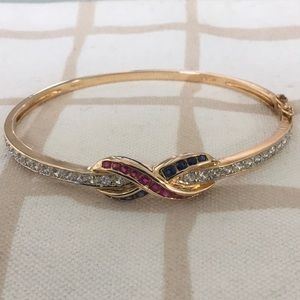 .925 Vermeil Crystal Bangle Bracelet